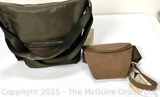 Two (2) Green & Brown Totes and Fanny Pouch by Universal Threads and a New Day, New With Tags. 