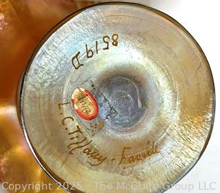 Louis Comfort Tiffany Favrile Iridescent Glass Footed Bowl or Compote Dish. Signed by L.C. Tiffany on Bottom. See All Photos 