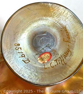Louis Comfort Tiffany Favrile Iridescent Glass Footed Bowl or Compote Dish. Signed by L.C. Tiffany on Bottom. See All Photos 