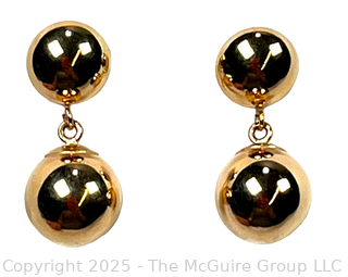 14KT Yellow Gold Double Bead Earrings. 1.5 grams.