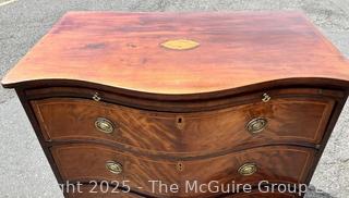 19th Century Serpentine Bombe Three (3) Drawer Chest.