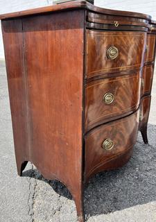 19th Century Serpentine Bombe Three (3) Drawer Chest.