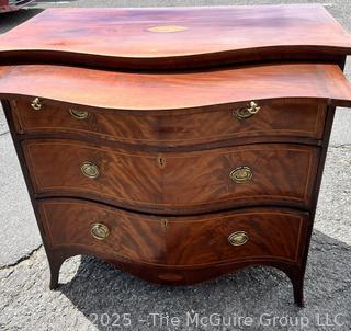 19th Century Serpentine Bombe Three (3) Drawer Chest.