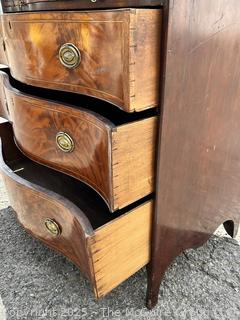 19th Century Serpentine Bombe Three (3) Drawer Chest.
