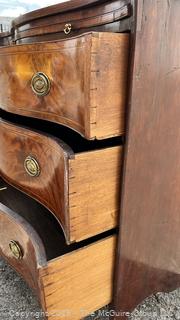 19th Century Serpentine Bombe Three (3) Drawer Chest.