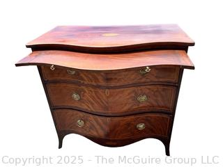 19th Century Serpentine Bombe Three (3) Drawer Chest.