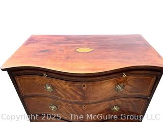 19th Century Serpentine Bombe Three (3) Drawer Chest.
