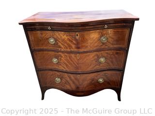 19th Century Serpentine Bombe Three (3) Drawer Chest.