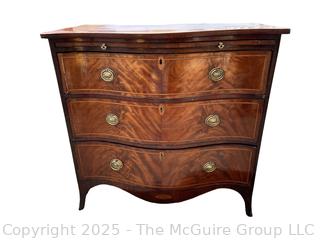 19th Century Serpentine Bombe Three (3) Drawer Chest.