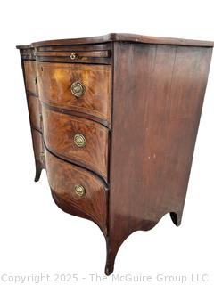 19th Century Serpentine Bombe Three (3) Drawer Chest.