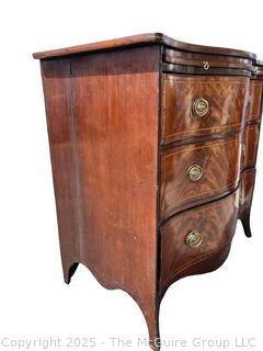 19th Century Serpentine Bombe Three (3) Drawer Chest.