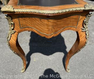 Louis XV Style Leather Top Bureau Writing Desk With Figural Mounts