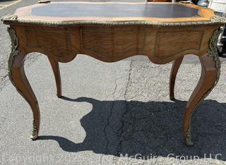 Louis XV Style Leather Top Bureau Writing Desk With Figural Mounts