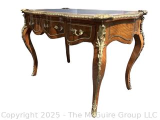 Louis XV Style Leather Top Bureau Writing Desk With Figural Mounts
