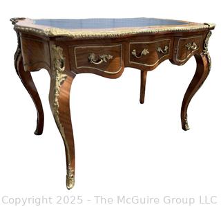 Louis XV Style Leather Top Bureau Writing Desk With Figural Mounts