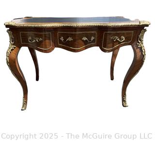 Louis XV Style Leather Top Bureau Writing Desk With Figural Mounts