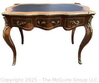 Louis XV Style Leather Top Bureau Writing Desk With Figural Mounts