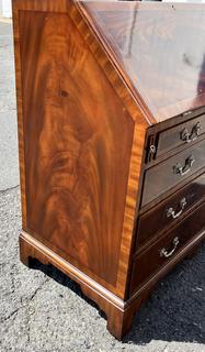 Maitland-Smith George III Style Diminutive Slant-Front Secretary Desk.  Missing hardware and small edge of veneer.  