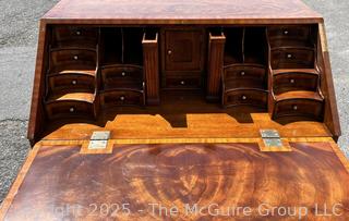 Maitland-Smith George III Style Diminutive Slant-Front Secretary Desk.  Missing hardware and small edge of veneer.  