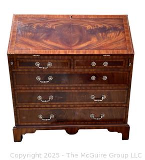 Maitland-Smith George III Style Diminutive Slant-Front Secretary Desk.  Missing hardware and small edge of veneer.  