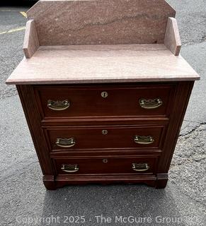 Victorian Eastlake Washstand Commode with Marble Top