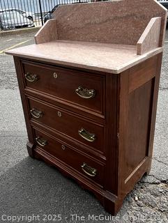 Victorian Eastlake Washstand Commode with Marble Top
