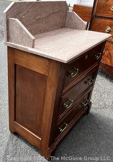 Victorian Eastlake Washstand Commode with Marble Top