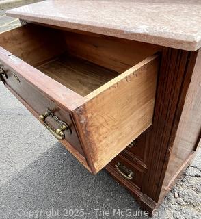 Victorian Eastlake Washstand Commode with Marble Top