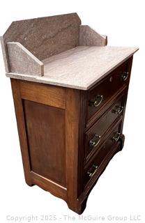 Victorian Eastlake Washstand Commode with Marble Top