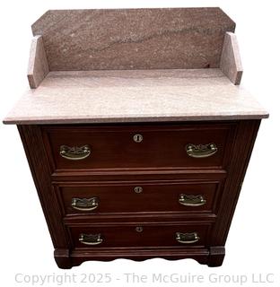 Victorian Eastlake Washstand Commode with Marble Top
