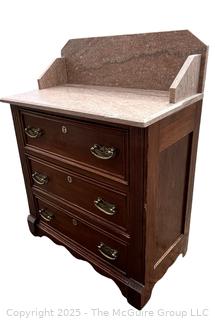 Victorian Eastlake Washstand Commode with Marble Top