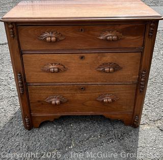 Victorian Eastlake Three (3) Drawer Chest.