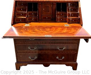 Maitland-Smith George III Style Diminutive Slant-Front Secretary Desk.  Missing hardware and small edge of veneer.  