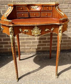 Louis XV Style French Ladies Bonheur Du Jour Mounted Writing Desk