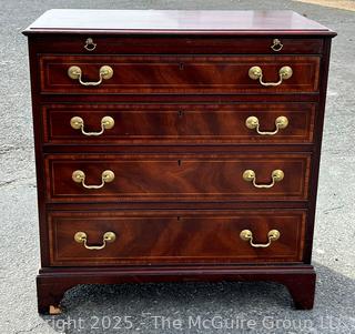 English-Style Mahogany Chippendale Four (4) Drawer Bachelor Chest by Heritage Henredon. 