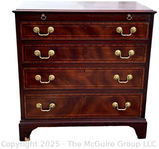 English-Style Mahogany Chippendale Four (4) Drawer Bachelor Chest by Heritage Henredon. 