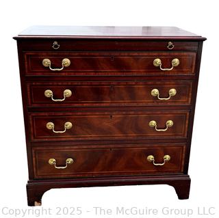 English-Style Mahogany Chippendale Four (4) Drawer Bachelor Chest by Heritage Henredon. 