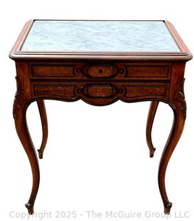 Two (2) Drawer Marble Top Occasional Table