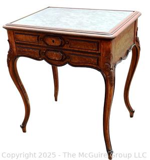 Two (2) Drawer Marble Top Occasional Table