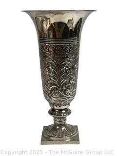 Large Silver Plated Vase.  19" 