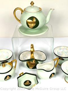 Mint Green German Porcelain China Lusterware Tea Set. 
