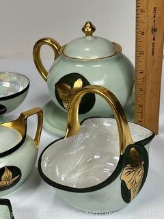 Mint Green German Porcelain China Lusterware Tea Set. 
