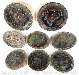 Eight (8) Fenton Carnival Glass Commemorative Plates: example - Colonial Potter Philip Drinker 1977 