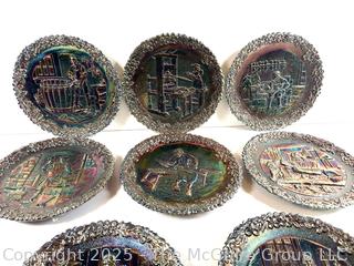 Eight (8) Fenton Carnival Glass Commemorative Plates: example - Colonial Potter Philip Drinker 1977 