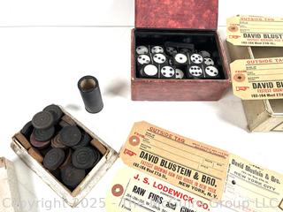 Antique Wooden Game Pieces: Checkers, Dominoes, and product tags