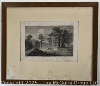 Framed under glass Original Antique Print of Albany, New York, circa 1840
