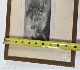 Framed under glass Original Antique Print of Albany, New York, circa 1840