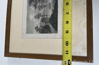 Framed under glass Original Antique Print of Albany, New York, circa 1840