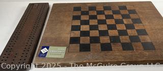 Vintage Chess and Cribbage Board