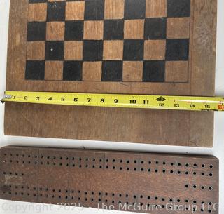 Vintage Chess and Cribbage Board